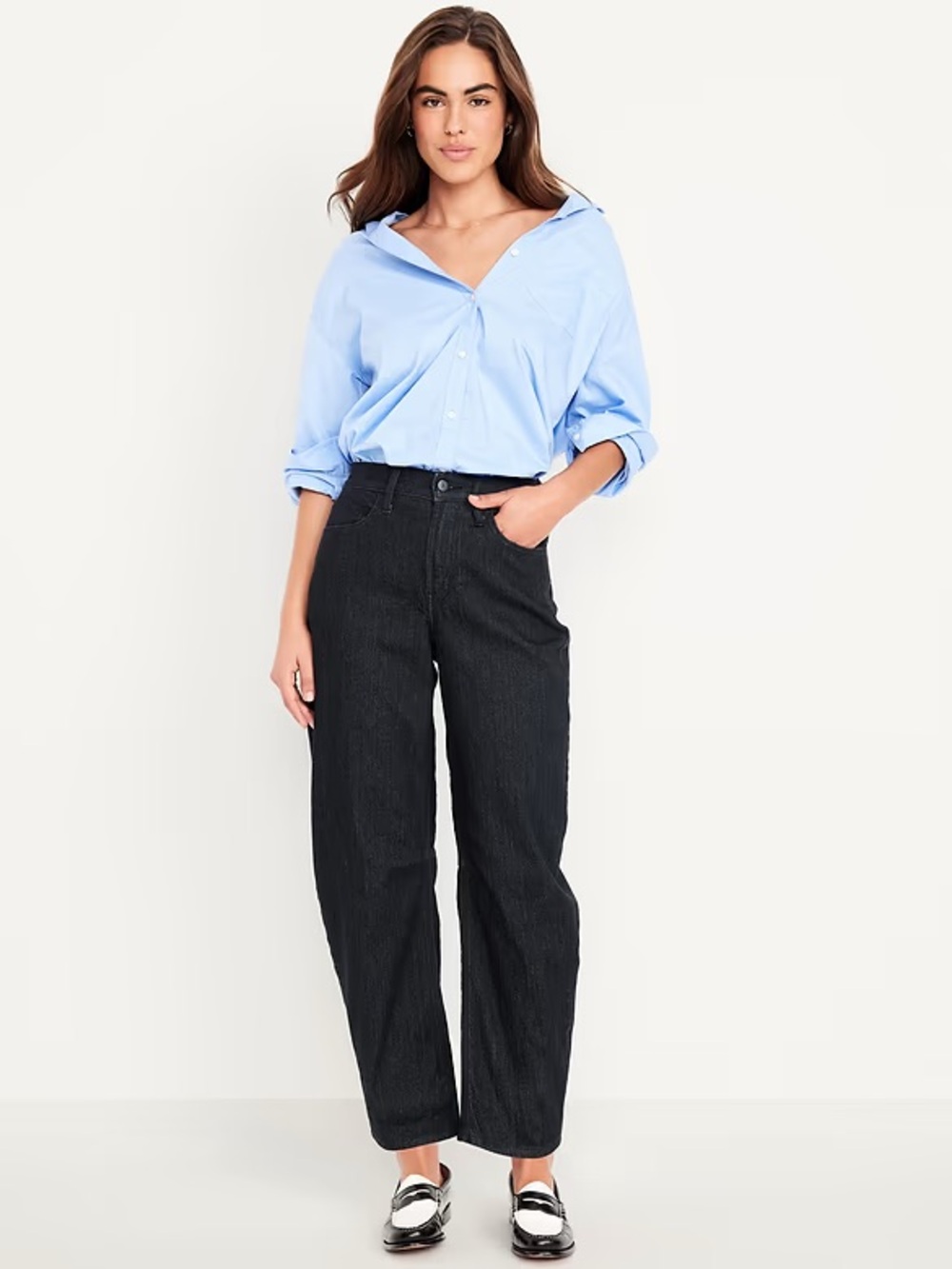 Old Navy High-Waisted Wow Barrel Ankle Baggy Jeans  |  Size:  16